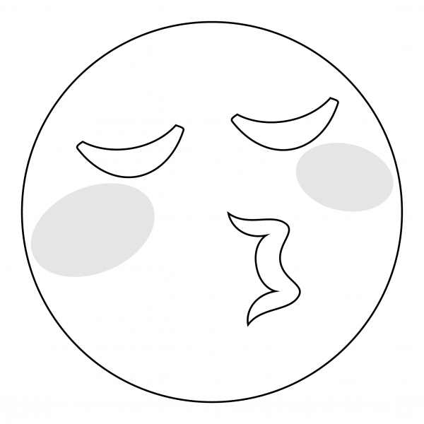 Kissing Face with Closed Eyes coloring page image