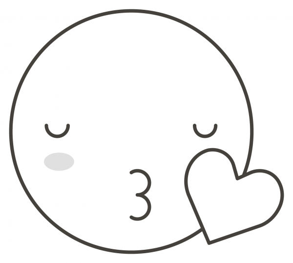 Kissing Face with Closed Eyes coloring page image