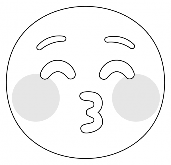 Kissing Face with Closed Eyes Emoji coloring page image
