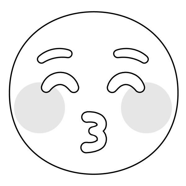 Kissing Face with Closed Eyes Emoji coloring page image