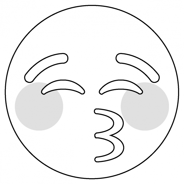 Kissing Face with Closed Eyes Emoji coloring page image
