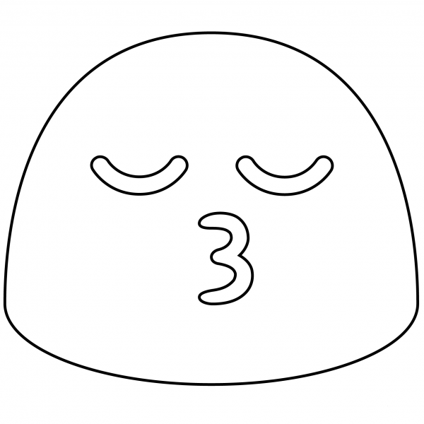 Kissing Face with Closed Eyes Emoji coloring page image
