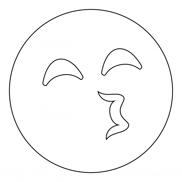 Kissing Face with Smiling Eyes coloring page image