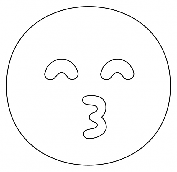 Kissing Face with Smiling Eyes Emoji coloring page image