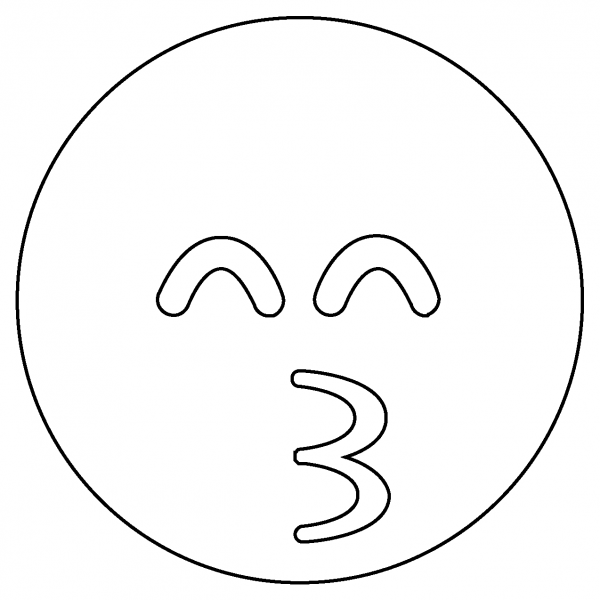 Kissing Face with Smiling Eyes Emoji coloring page image