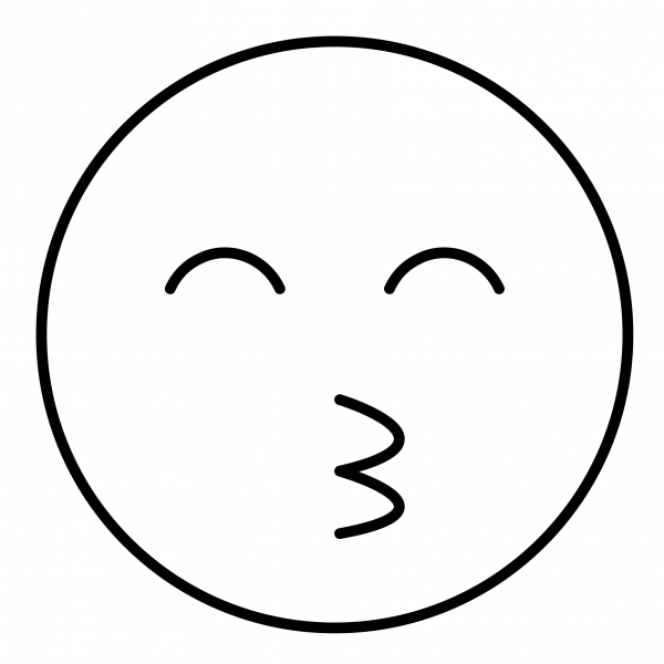 Kissing Face with Smiling Eyes Emoji coloring page image