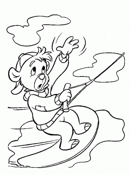 Kit Is Surfing On Clouds coloring page image