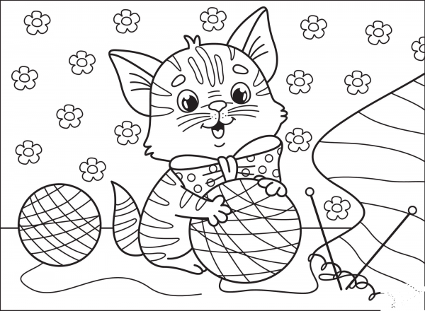 Kitten coloring page image
