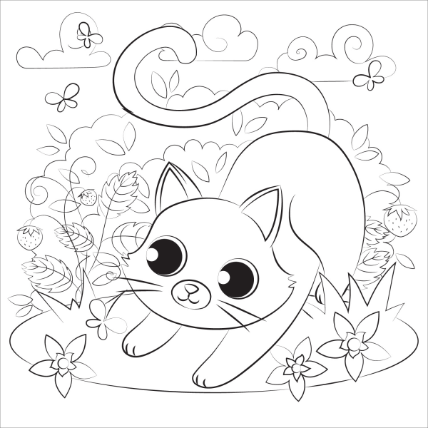 Kitten coloring page image