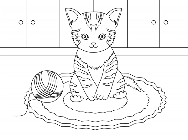 Kitten coloring page image