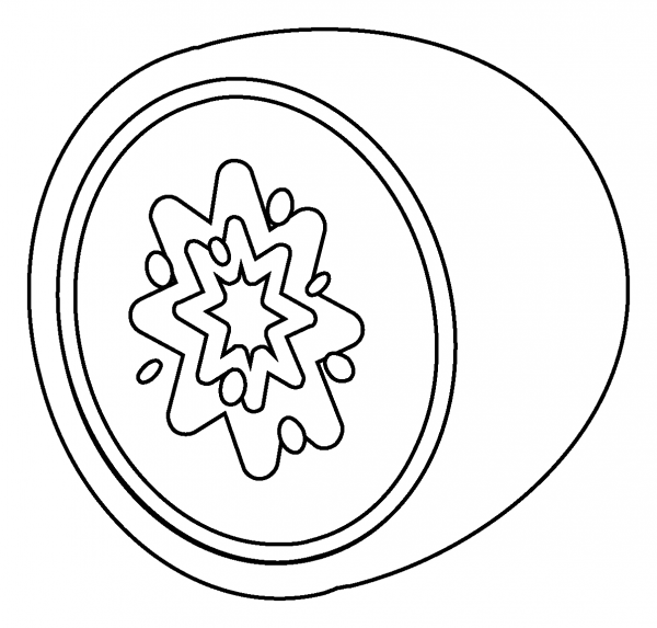 Kiwi Fruit Emoji coloring page image
