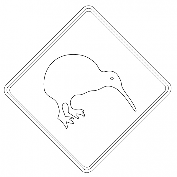 Kiwi Road Sign coloring page image