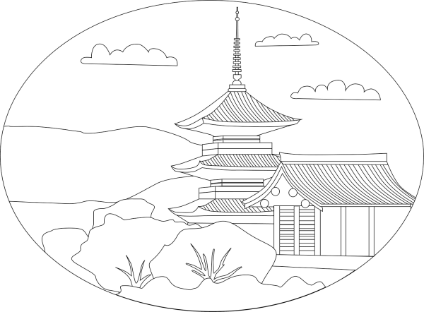 Kiyomizu Dera coloring page image