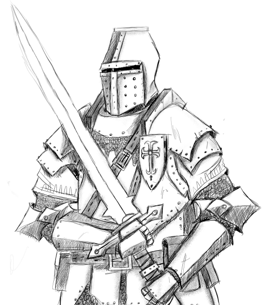 Knight coloring page image
