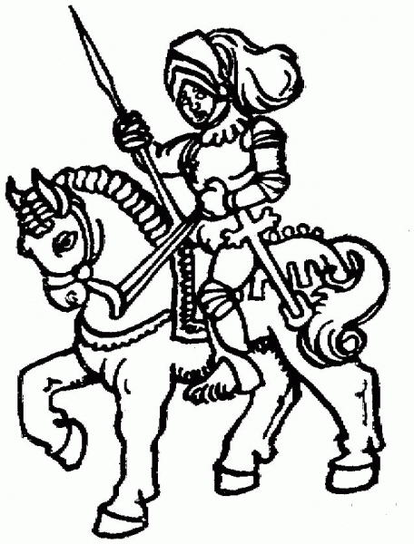 Knight On The Horse  coloring page image
