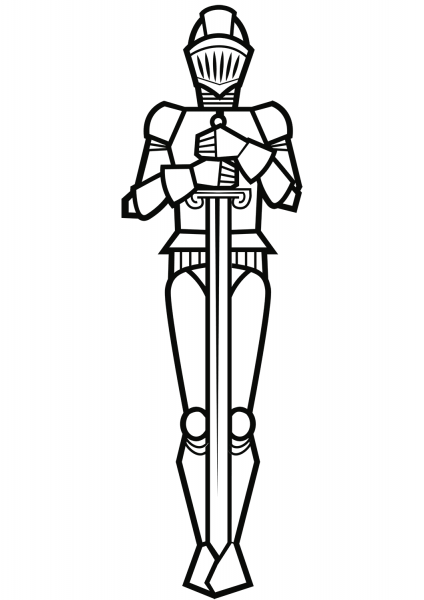 Knight with Sword coloring page image