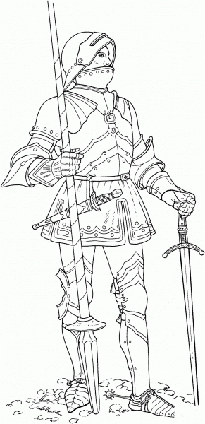Knight With Two Swords  coloring page image