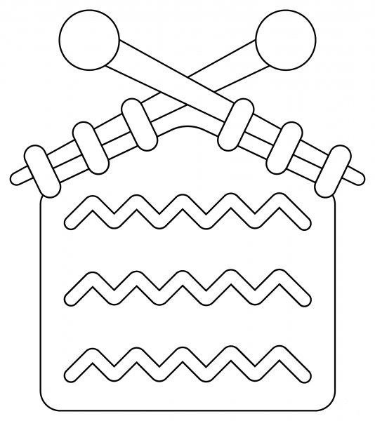 Knitting coloring page image