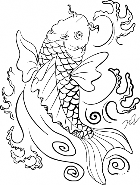 Koi Fish Art coloring page image