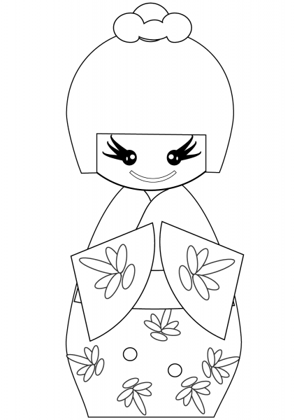 Kokeshi coloring page image