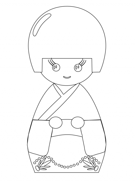 Kokeshi Doll coloring page image