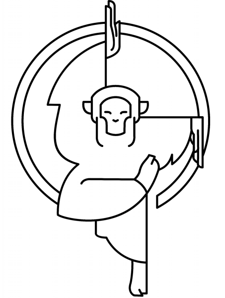 Kung Fu Monkey coloring page image