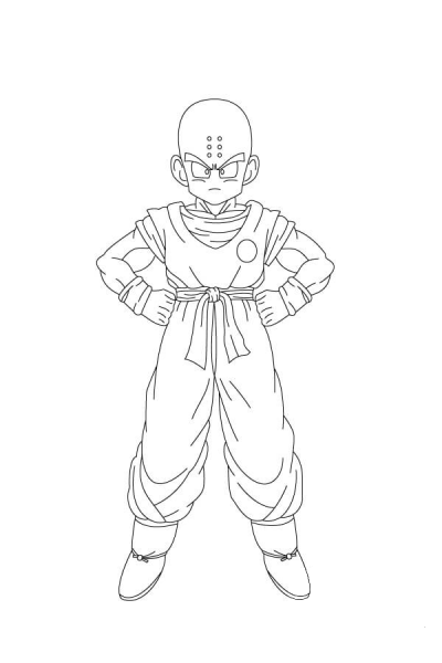 Kuririn Looks Scary With His Hands On His Hips coloring page image
