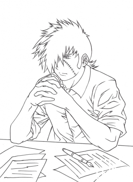 Kuro Hazama from Black Jack Manga coloring page image