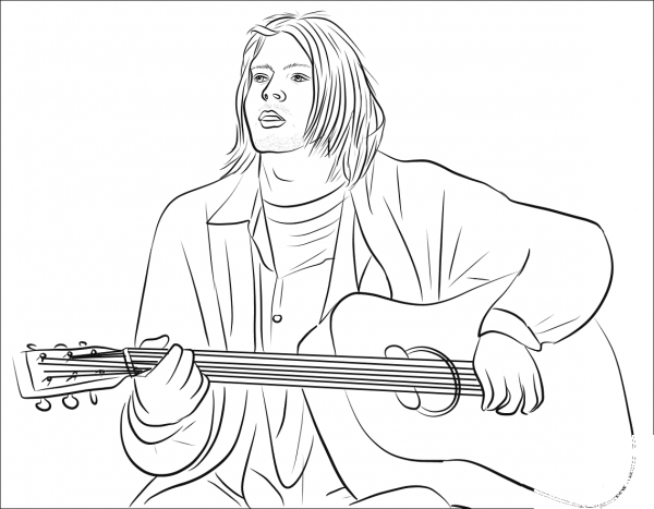 Kurt Cobain coloring page image