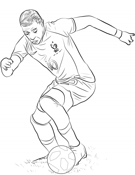 Kylian MbappÃ© coloring page image