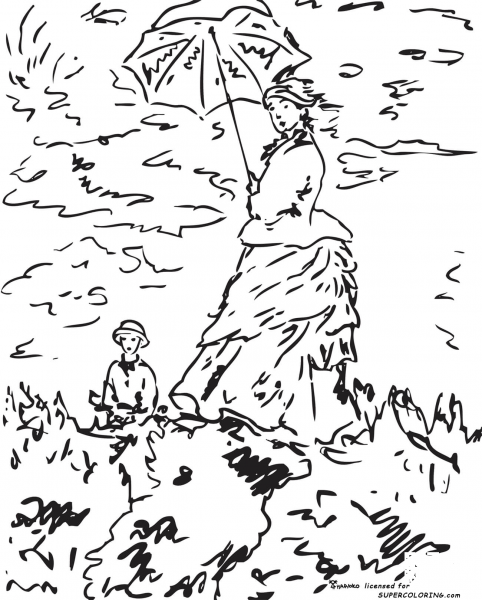 La Promenade By Claude Monet  coloring page image