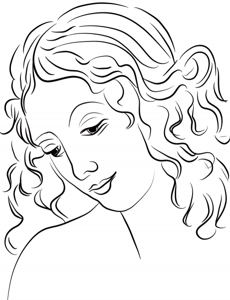 La Scapigliata by Leonardo da Vince coloring page image