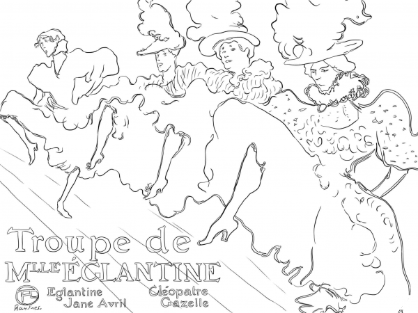 La Troupe De Mlle Eglantine by Toulouse Lautrec coloring page image