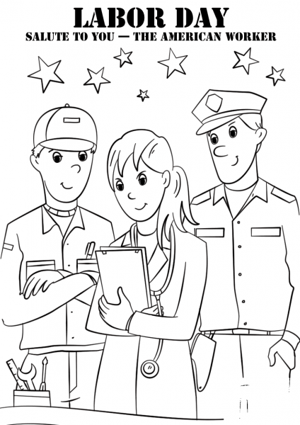 Labor Day Salute to You – the American Worker coloring page image