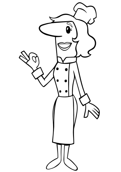 Lady Chef coloring page image