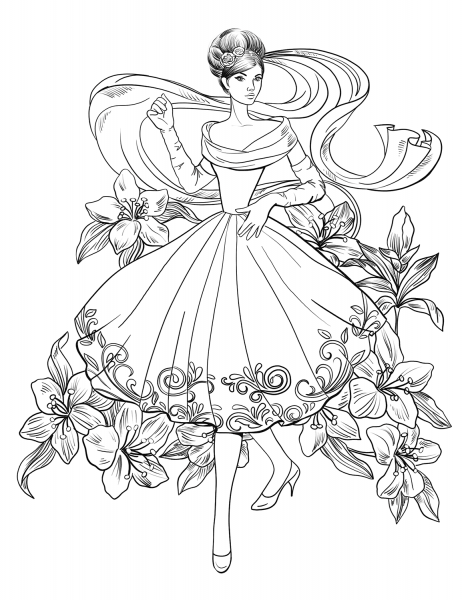 Lady from 60’s coloring page image