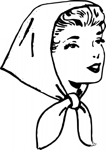 Lady in Headscarf coloring page image