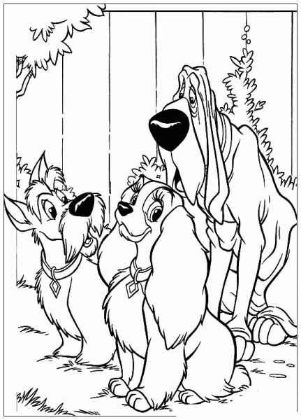 Lady, Jock and Trusty coloring page image