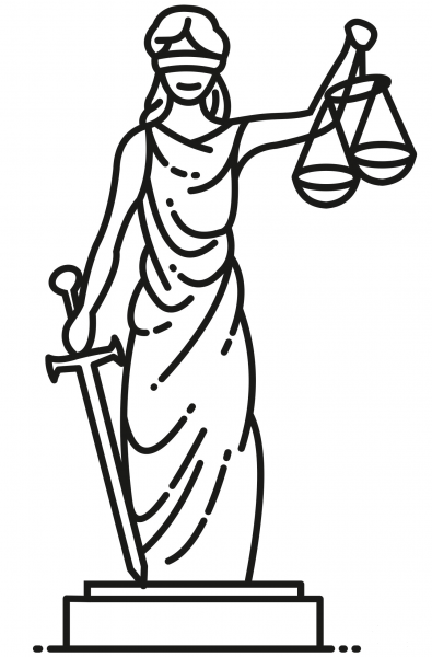Lady Justice coloring page image