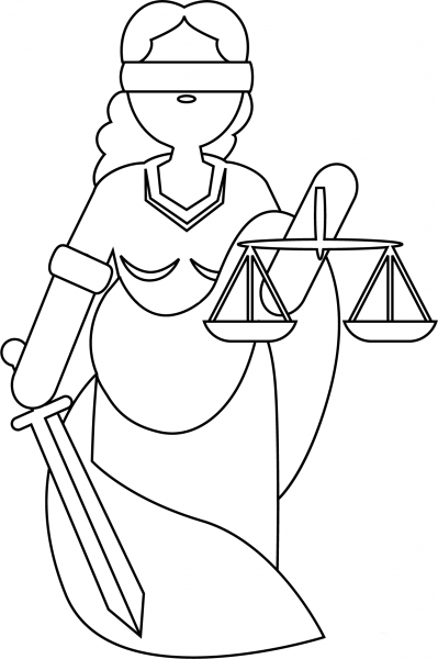 Lady Justice coloring page image