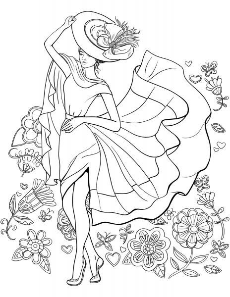 Lady Pin-up coloring page image
