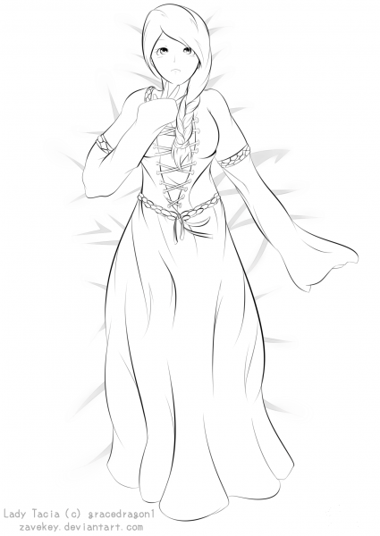 Lady Tacia Anime Girl by ZaveKey coloring page image