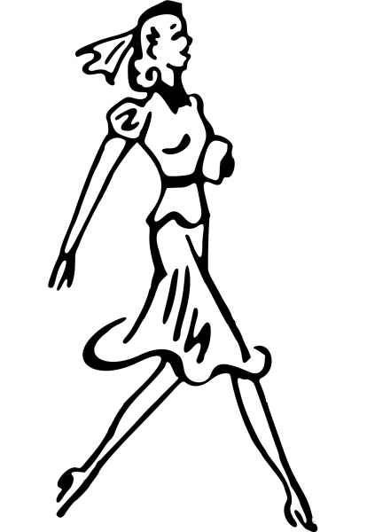 Lady Walking coloring page image