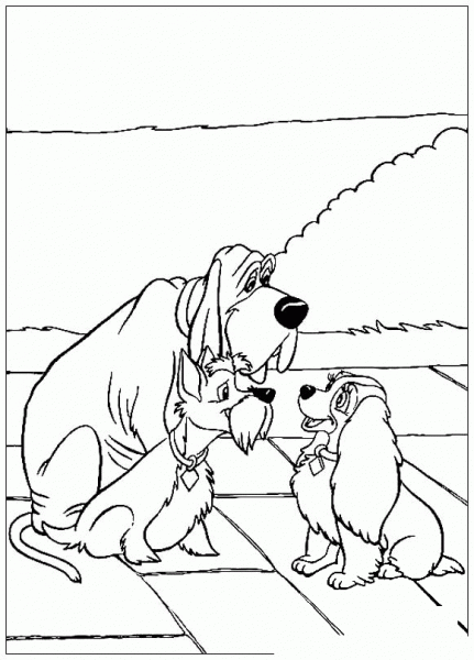 Lady With Jock and Trusty coloring page image