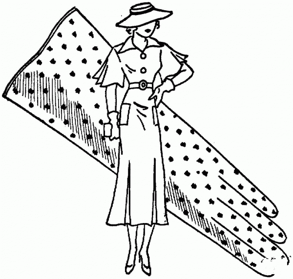Lady With The Glove  coloring page image