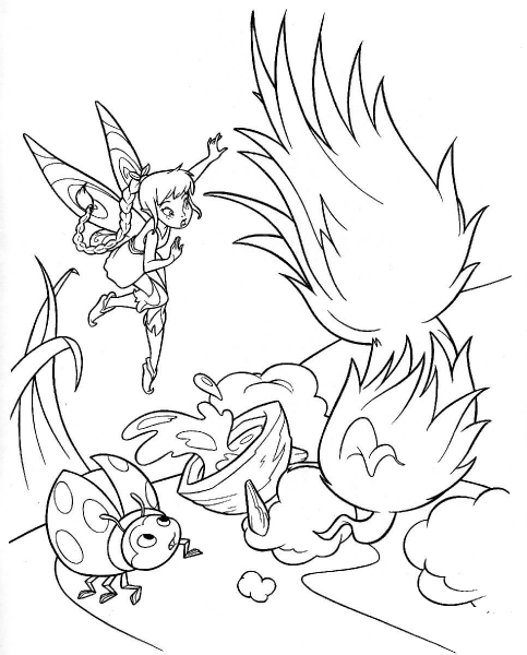 Ladybird and Tinkerbell  coloring page image