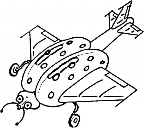 Ladybug Plane  coloring page image