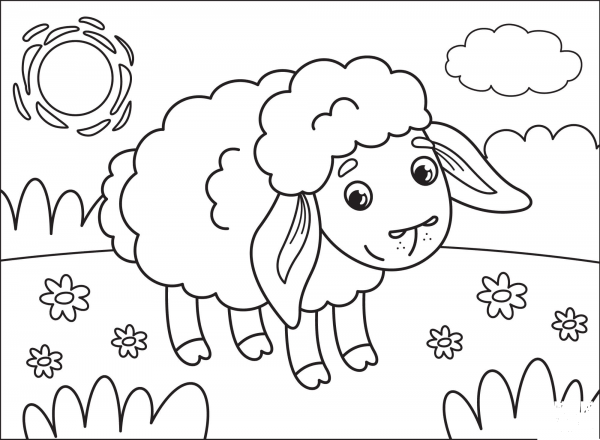 Lamb coloring page image