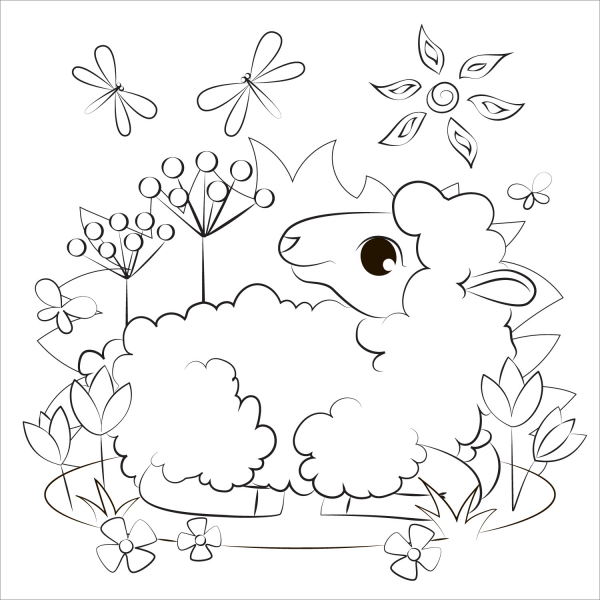 Lamb coloring page image