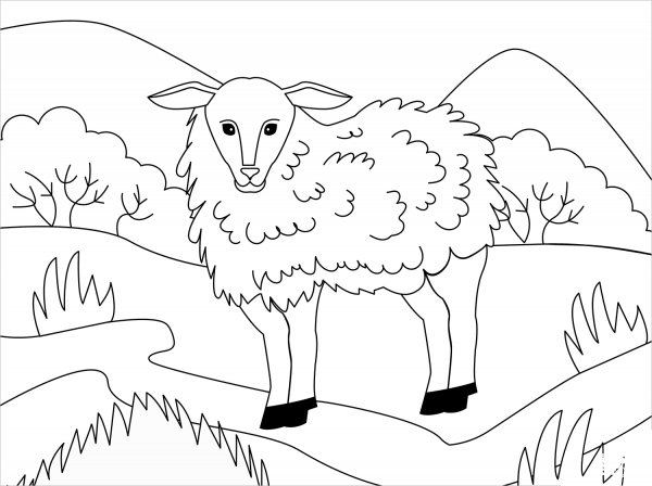 Lamb coloring page image